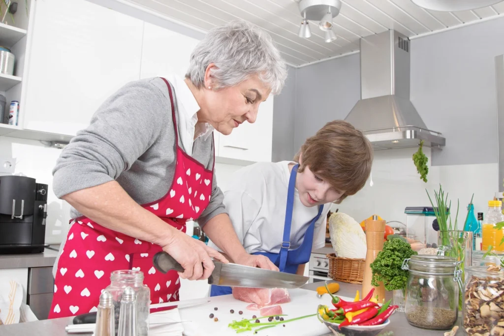 Mujer con gota siguiendo una dieta saludable