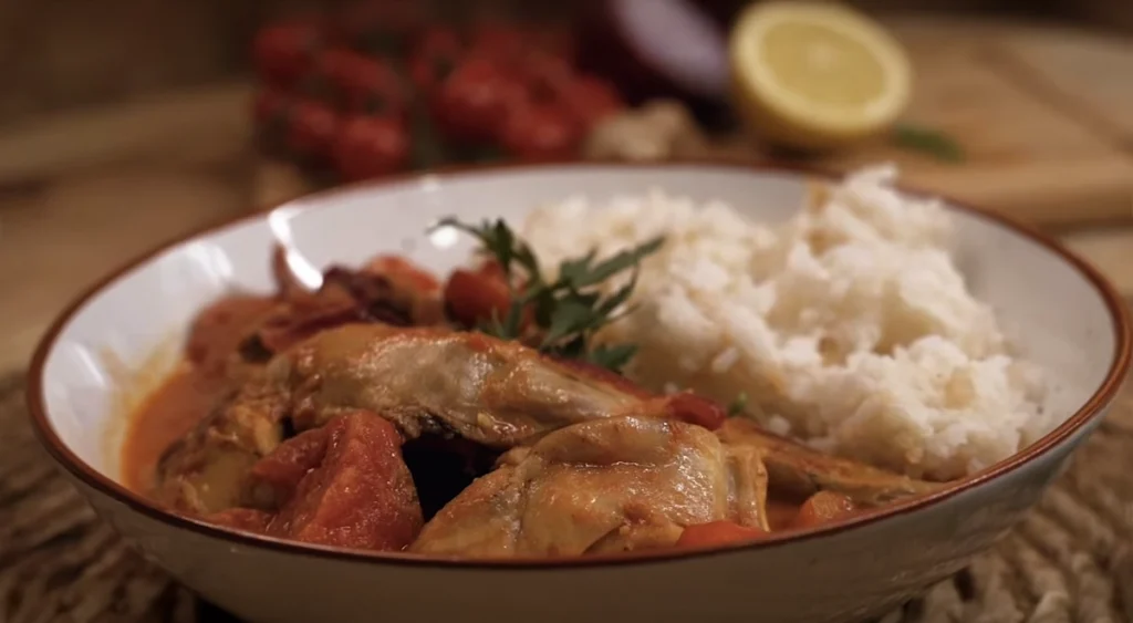 Recetas con carne de conejo y salsa de coco y curry