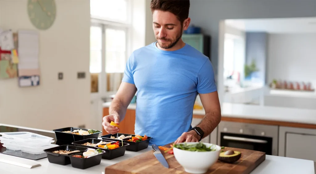 Un hombre se prepara la comida