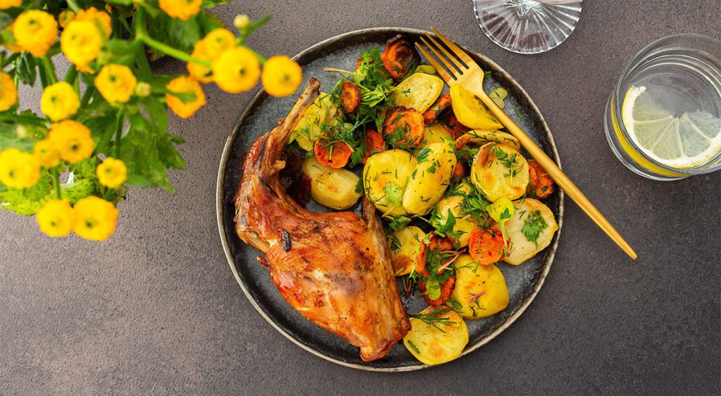 Receta moderna de carne de conejo