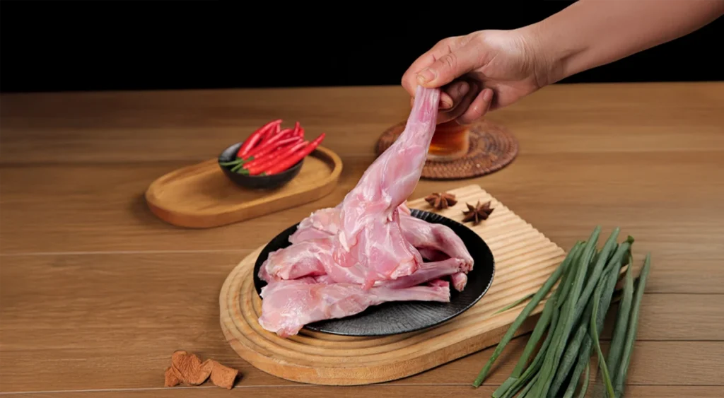 Paletillas y muslos de carne de conejo